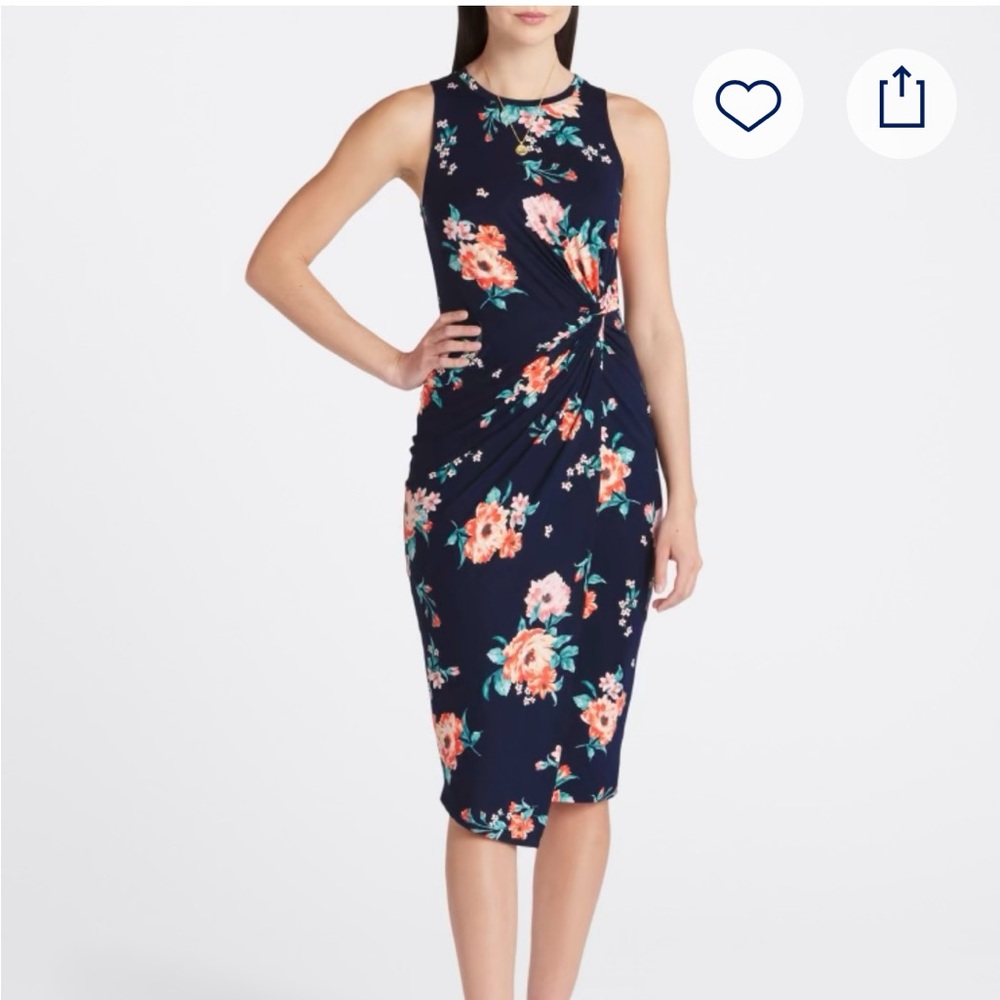 Nine Britton Navy Floral Midi Dress